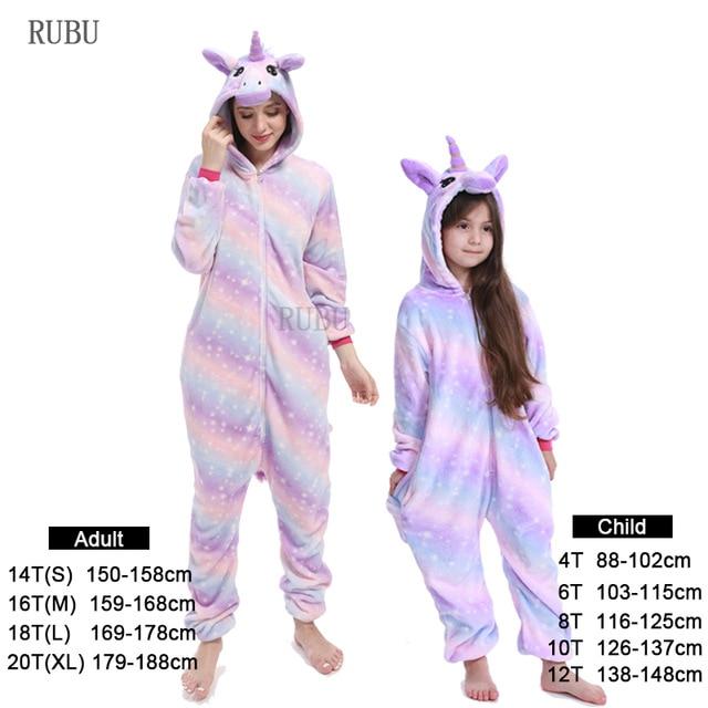 Kids Unicorn Pijama Adult Winter Pyjama Sleepwear For Women Boys Cartoon Homewear Onesie Kigurumi Pajamas Set Baby Girls Clothes