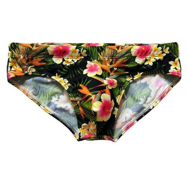Men Swimwear Push Up Low Rise Swimming Briefs Mens Sexy Flower Print Swim Trunks Beach Shorts Surffing Bathing Suits Beachwear