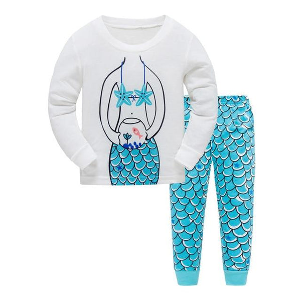 Children Casual Pajamas Clothing Set Boys & Girls Cartoon Sleepwear Suit Sets Kids Long-sleeved+Pant 2-Piece Cotton Pajamas Sets