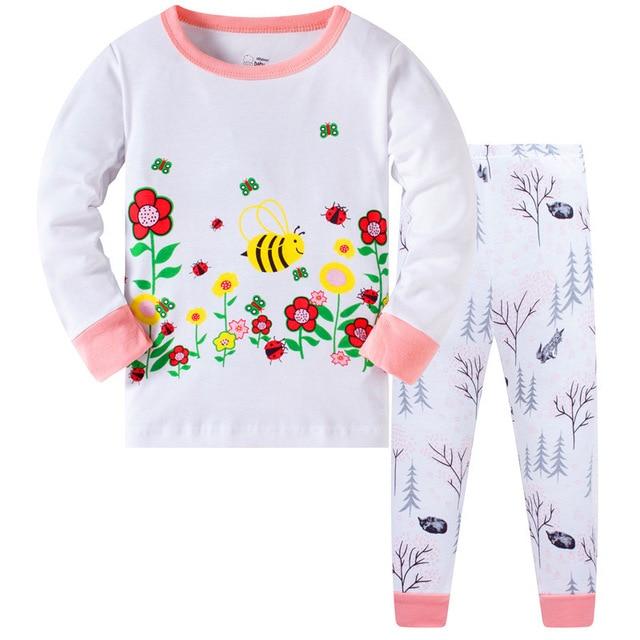 Children Casual Pajamas Clothing Set Boys & Girls Cartoon Sleepwear Suit Sets Kids Long-sleeved+Pant 2-Piece Cotton Pajamas Sets