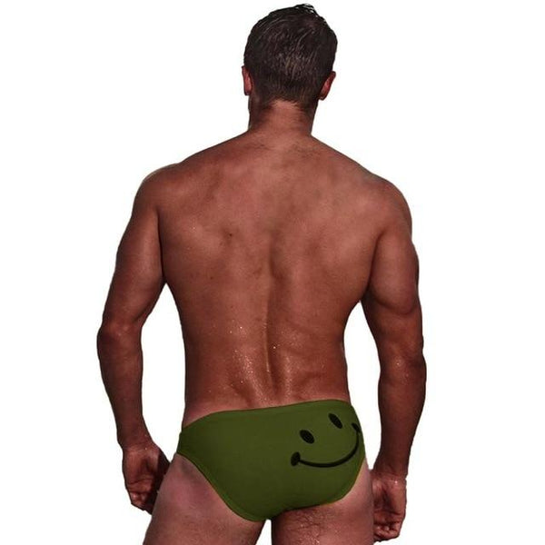 Men Swimming Shorts Cartoon Smiling Face Printed Elastic Low Waist Swim Surfing Beach Trunks Swimwear Swimsuit Men\'s Sportswear