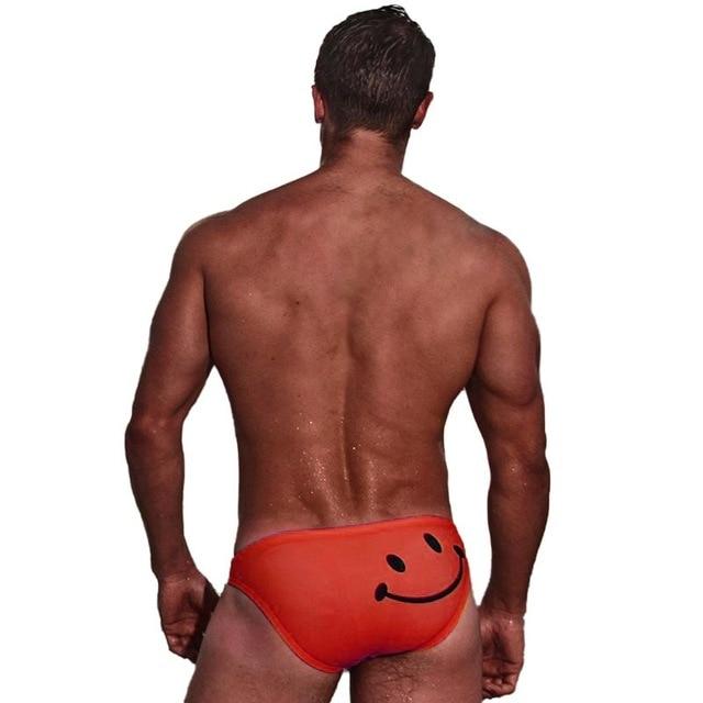 Men Swimming Shorts Cartoon Smiling Face Printed Elastic Low Waist Swim Surfing Beach Trunks Swimwear Swimsuit Men\'s Sportswear