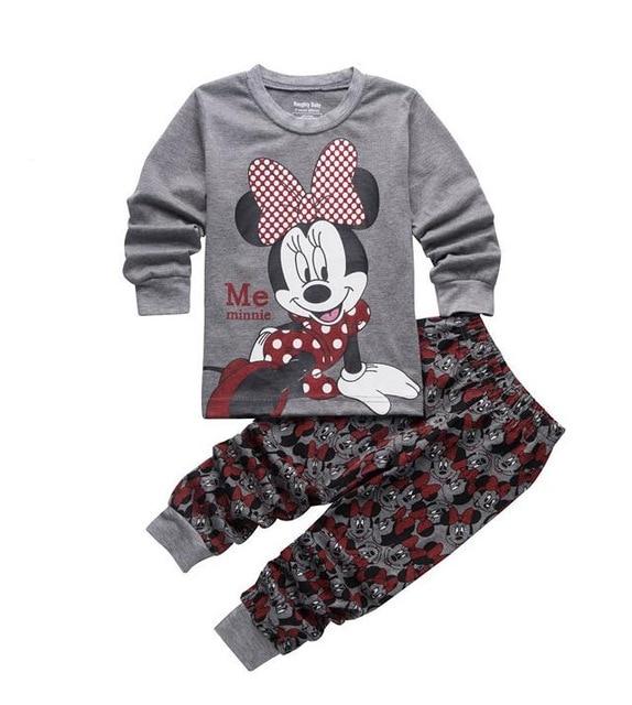 New Kids Toddler Baby Girls anna elsa tigger Mickey Minnie Mouse Sleepwear Pj's Cartoon Long Sleeve Top+Pant 2pcs Pajamas Sets