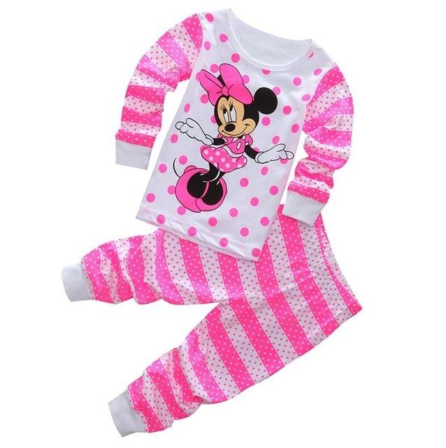 New Kids Toddler Baby Girls anna elsa tigger Mickey Minnie Mouse Sleepwear Pj's Cartoon Long Sleeve Top+Pant 2pcs Pajamas Sets
