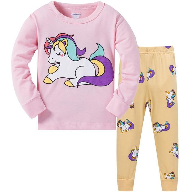 Children Casual Pajamas Clothing Set Boys & Girls Cartoon Sleepwear Suit Sets Kids Long-sleeved+Pant 2-Piece Cotton Pajamas Sets