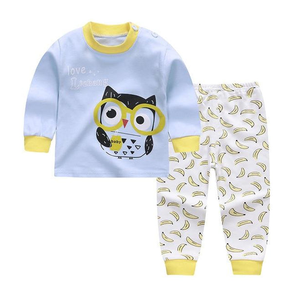 Children's Pyjamas For Long Sleeves 2pcs Cotton Cartoon Printed Girls Clothing