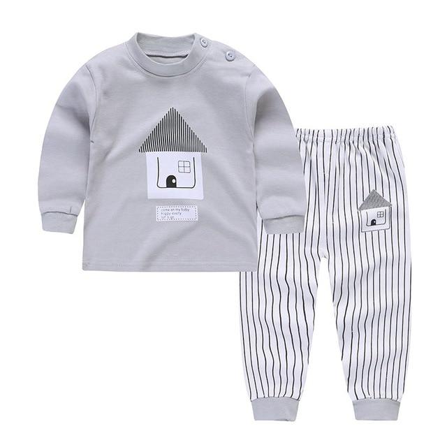 Kids Boys Girls Pajama Sets Cartoon Print Long Sleeve O-Neck Cute T-Shirt Tops with Pants Toddler Baby Autumn Sleeping Clothes