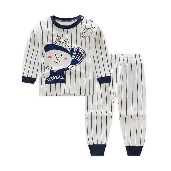 Kids Boys Girls Pajama Sets Cartoon Print Long Sleeve O-Neck Cute T-Shirt Tops with Pants Toddler Baby Autumn Sleeping Clothes