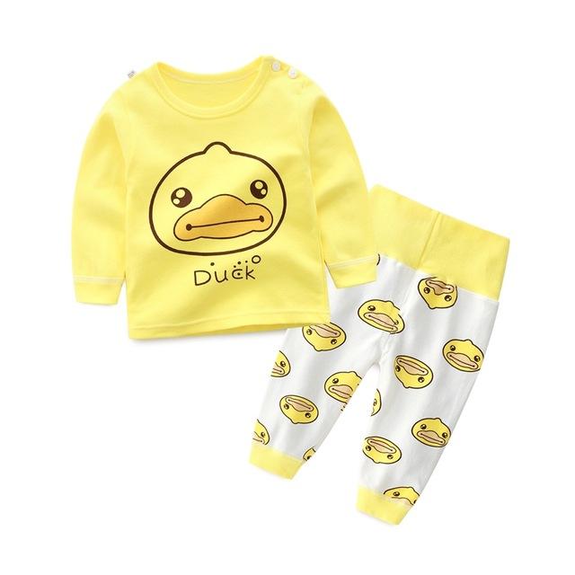 Kids Boys Pajama Sets Cartoon Print Long Sleeve O-Neck Cute T-Shirt Tops with Pants Baby Girls Child Autumn Sleeping Clothes