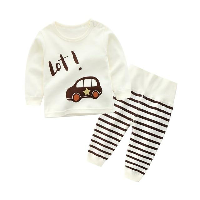Kids Boys Pajama Sets Cartoon Print Long Sleeve O-Neck Cute T-Shirt Tops with Pants Baby Girls Child Autumn Sleeping Clothes