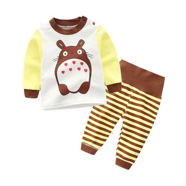 Kids Boys Pajama Sets Cartoon Print Long Sleeve O-Neck Cute T-Shirt Tops with Pants Baby Girls Child Autumn Sleeping Clothes