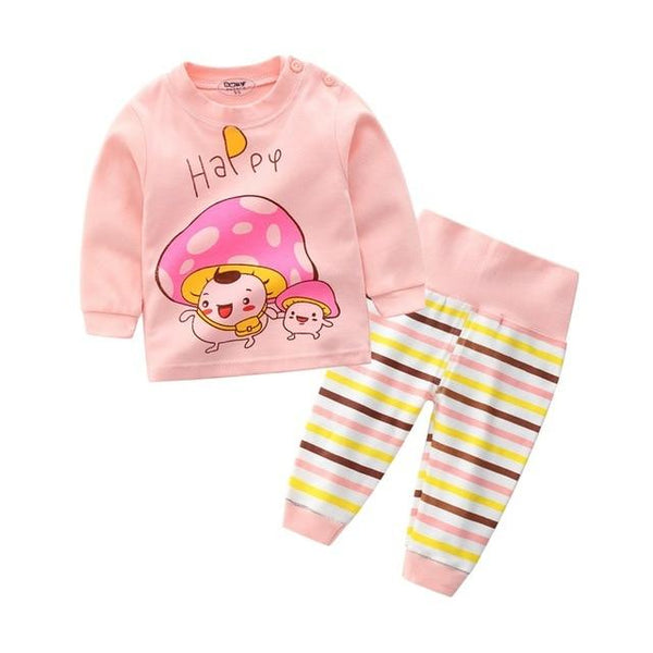 Kids Boys Pajama Sets Cartoon Print Long Sleeve O-Neck Cute T-Shirt Tops with Pants Baby Girls Child Autumn Sleeping Clothes