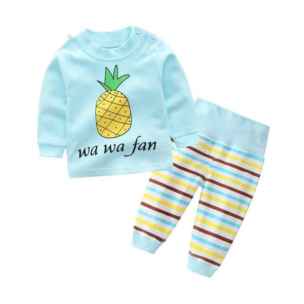 Kids Boys Pajama Sets Cartoon Print Long Sleeve O-Neck Cute T-Shirt Tops with Pants Baby Girls Child Autumn Sleeping Clothes
