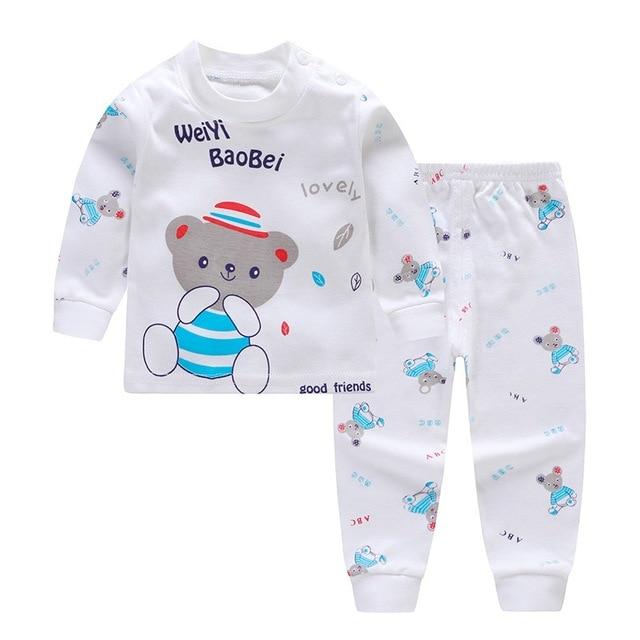 Kids Boys Pajama Sets Cartoon Print Long Sleeve O-Neck Cute T-Shirt Tops with Pants Baby Girls Child Autumn Sleeping Clothes