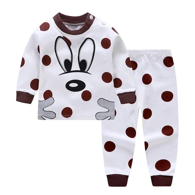 Kids Boys Pajama Sets Cartoon Print Long Sleeve O-Neck Cute T-Shirt Tops with Pants Baby Girls Child Autumn Sleeping Clothes