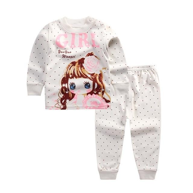 Kids Boys Pajama Sets Cartoon Print Long Sleeve O-Neck Cute T-Shirt Tops with Pants Baby Girls Child Autumn Sleeping Clothes