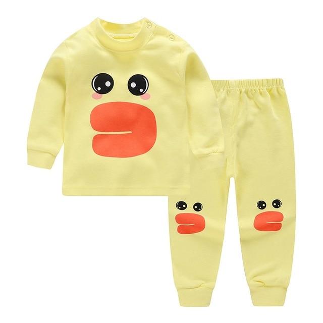 Kids Boys Pajama Sets Cartoon Print Long Sleeve O-Neck Cute T-Shirt Tops with Pants Baby Girls Child Autumn Sleeping Clothes