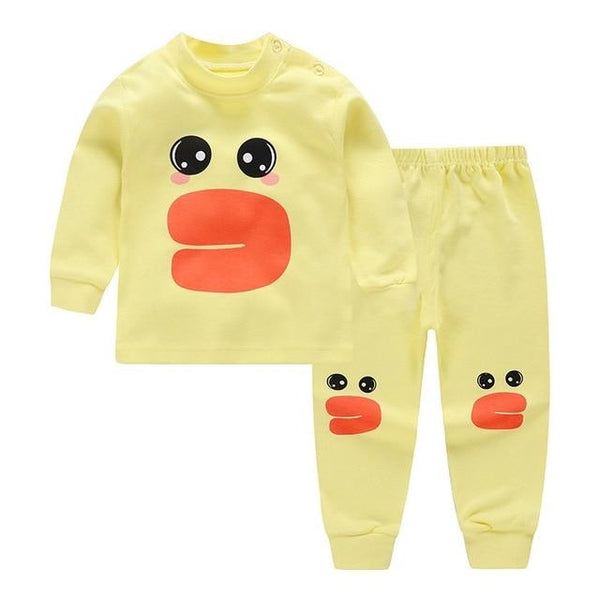 Kids Boys Pajama Sets Cartoon Print Long Sleeve O-Neck Cute T-Shirt Tops with Pants Baby Girls Child Autumn Sleeping Clothes