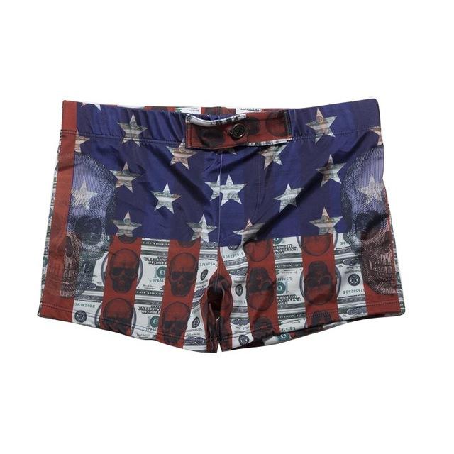 New Male Swimwear Men's Swimming Shorts Trunks Men Beachwear Beach Swimsuit Sport Eagle Flag Print Summer Surf Boxer Mens Shorts