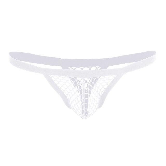 TiaoBug Low Rise Lingerie See Through Fishnet Bulge Pouch T-Back Thongs Bikini Briefs Men Hot Sexy Swimwear Underwear Underpants