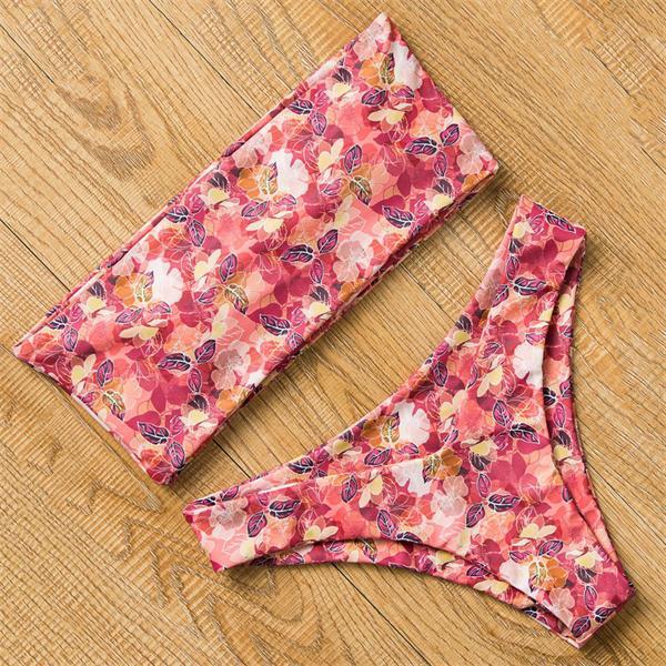 Floral Bikini Set Sexy Bandeau Swimwear Women Mixed Size Swimsuit Free Match Upper Bikini Halter Bathing Suit Beachwear Printed