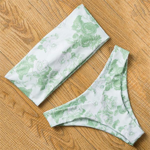 Floral Bikini Set Sexy Bandeau Swimwear Women Mixed Size Swimsuit Free Match Upper Bikini Halter Bathing Suit Beachwear Printed