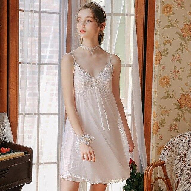 Nighty For Ladies Women Home Dress White Nightgown 1362