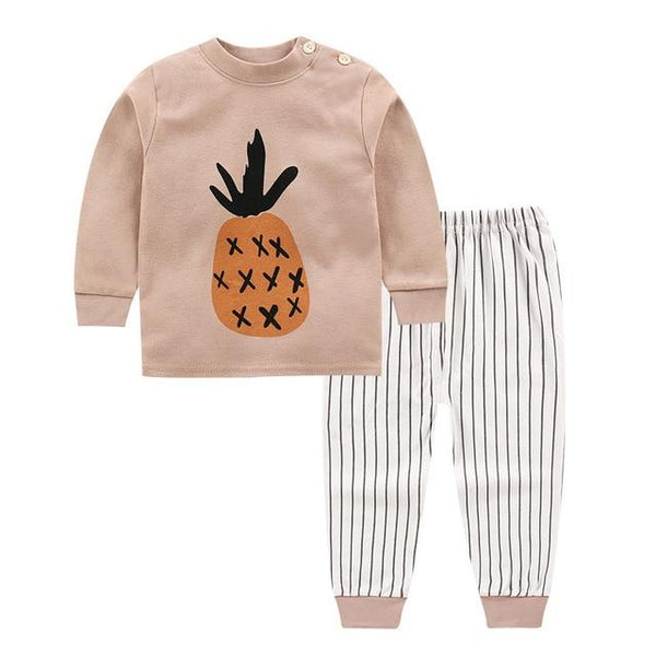 2018 Cute Kids pajamas set with long sleeves and long pants animal+cartoon printed for boys clothing set