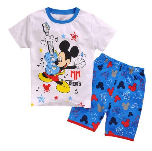 Retail! Children's pajamas Sets Summer Baby Girls pajamas Snow Queen cartoon Kids sleepwear short sleeve t-shirts+shorts suits