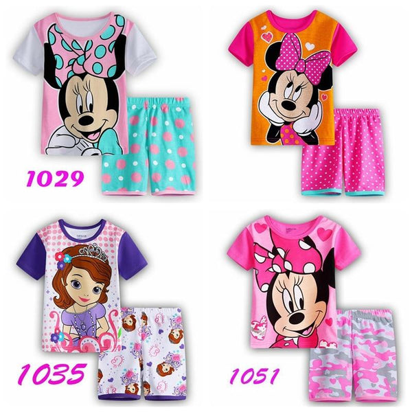 Summer Girls Princess Pajamas Baby Cartoon Clothing Sets Kids Pyjamas Pijamas Boys Girls short Sleeve Sleepwear Night wear