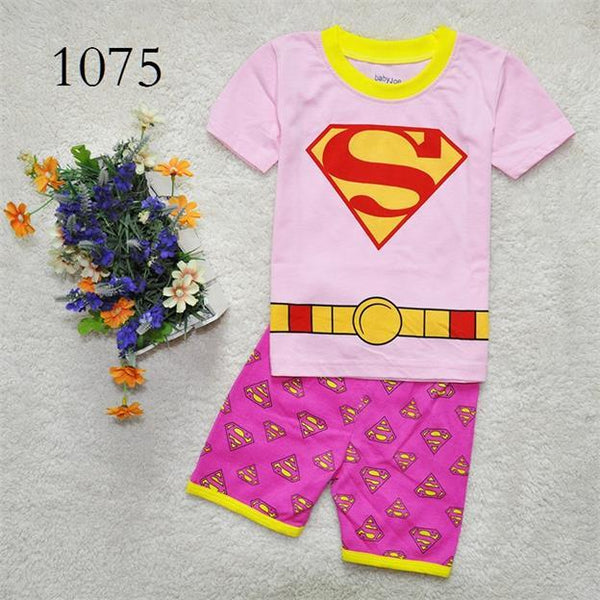Summer Girls Princess Pajamas Baby Cartoon Clothing Sets Kids Pyjamas Pijamas Boys Girls short Sleeve Sleepwear Night wear