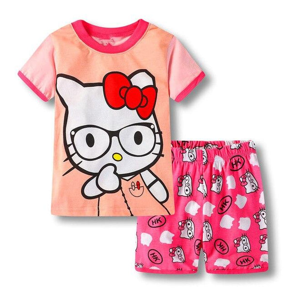 Summer Girls Princess Pajamas Baby Cartoon Clothing Sets Kids Pyjamas Pijamas Boys Girls short Sleeve Sleepwear Night wear