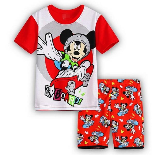 2016 New Arrival Summer Children Cartoon pyjamas Clothing Sets Boys Girls Short Sleeve T-shirt+shorts Suit Baby Kids Pajamas Set