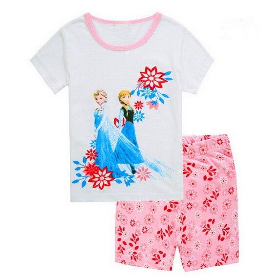 2018 Summer Children Cartoon Pyjamas Clothing Sets Boys Girls Short Sleeve Tops+Pants Suit Baby Kids Pajamas Set for 2-7T D53