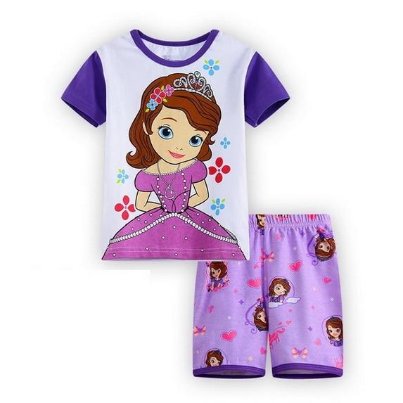 2018 Summer Children Cartoon Pyjamas Clothing Sets Boys Girls Short Sleeve Tops+Pants Suit Baby Kids Pajamas Set for 2-7T D53