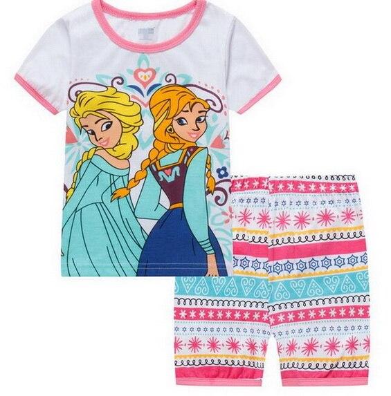 2018 Summer Children Cartoon Pyjamas Clothing Sets Boys Girls Short Sleeve Tops+Pants Suit Baby Kids Pajamas Set for 2-7T D53