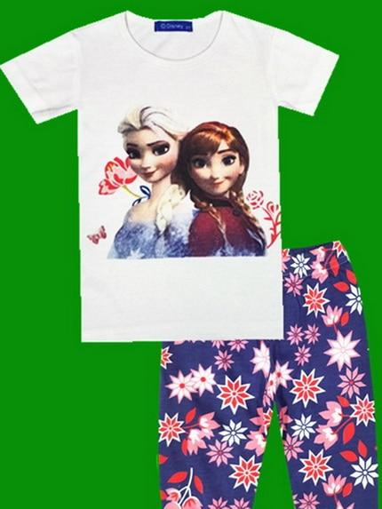 2018 Summer Children Cartoon Pyjamas Clothing Sets Boys Girls Short Sleeve Tops+Pants Suit Baby Kids Pajamas Set for 2-7T D53