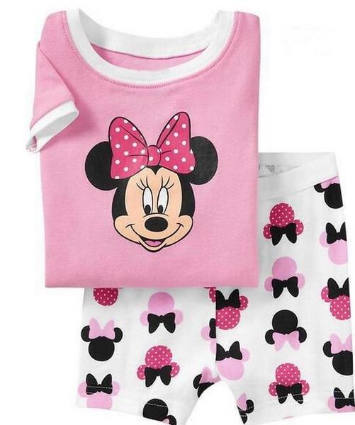 A%A-604 2PCS Kids Baby Pajamas Set Toddler Kid Boy Girls Minnie Mickey Pijamas Long Sleeve Pyjamas set Tops Long Pants Sleepwea