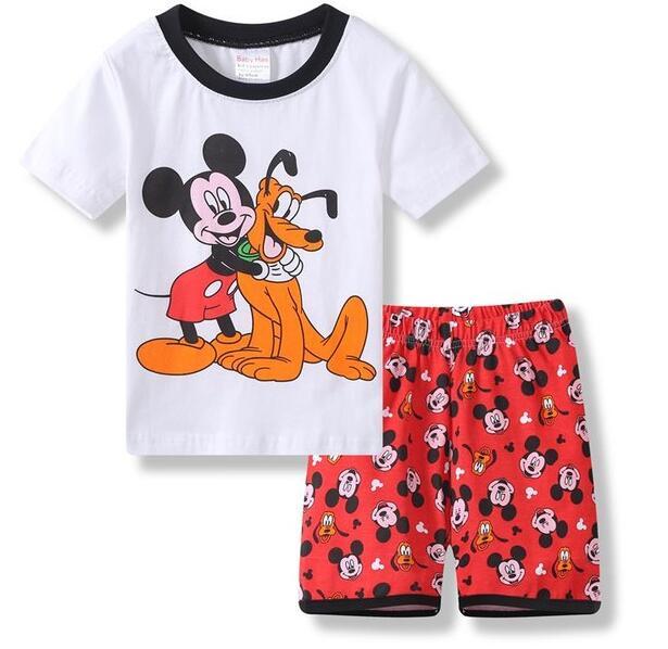 A%A-604 2PCS Kids Baby Pajamas Set Toddler Kid Boy Girls Minnie Mickey Pijamas Long Sleeve Pyjamas set Tops Long Pants Sleepwea