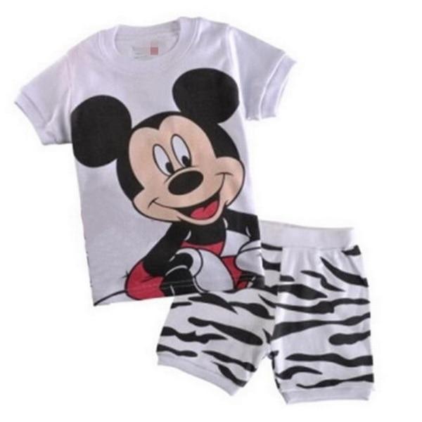 A%A-604 2PCS Kids Baby Pajamas Set Toddler Kid Boy Girls Minnie Mickey Pijamas Long Sleeve Pyjamas set Tops Long Pants Sleepwea