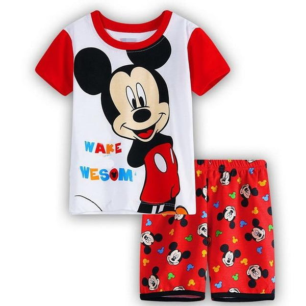 A%A-604 2PCS Kids Baby Pajamas Set Toddler Kid Boy Girls Minnie Mickey Pijamas Long Sleeve Pyjamas set Tops Long Pants Sleepwea