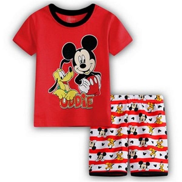 A%A-604 2PCS Kids Baby Pajamas Set Toddler Kid Boy Girls Minnie Mickey Pijamas Long Sleeve Pyjamas set Tops Long Pants Sleepwea
