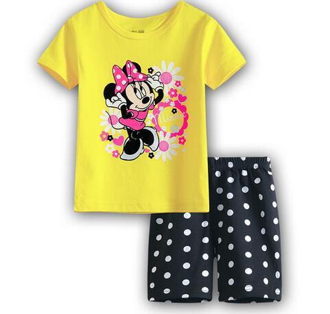 A%A-604 2PCS Kids Baby Pajamas Set Toddler Kid Boy Girls Minnie Mickey Pijamas Long Sleeve Pyjamas set Tops Long Pants Sleepwea