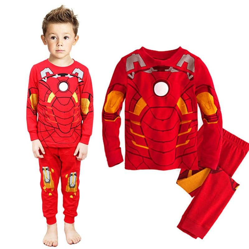 Kids Boy Sleepwear Clothes Set Hulk Spiderman Ironman Thor Winter Pyjamas Avengers Sleepwear Child Pijamas Chidren Pajamas 2-10