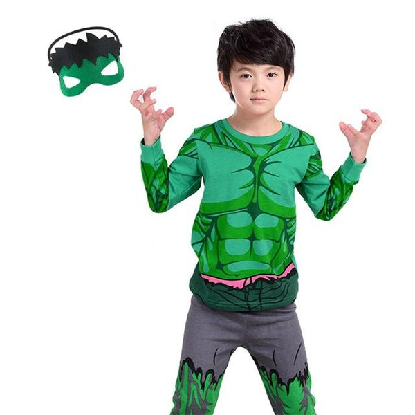 Kids Boy Sleepwear Clothes Set Hulk Spiderman Ironman Thor Winter Pyjamas Avengers Sleepwear Child Pijamas Chidren Pajamas 2-10