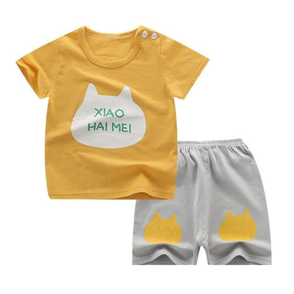 2019 Summer Kids Baby Pajamas Baby Girls Short Sleeved Cartoon Pyjamas Set Children's Cotton Sleepwear Clothing Sets Baby Boys