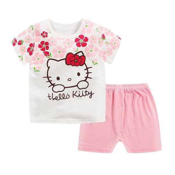 2019 Summer Kids Baby Pajamas Baby Girls Short Sleeved Cartoon Pyjamas Set Children's Cotton Sleepwear Clothing Sets Baby Boys