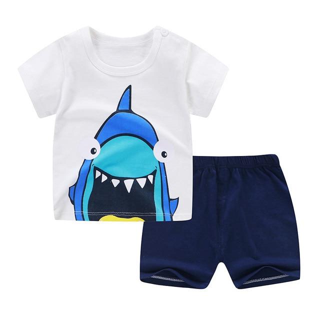 2019 Summer Kids Baby Pajamas Baby Girls Short Sleeved Cartoon Pyjamas Set Children's Cotton Sleepwear Clothing Sets Baby Boys