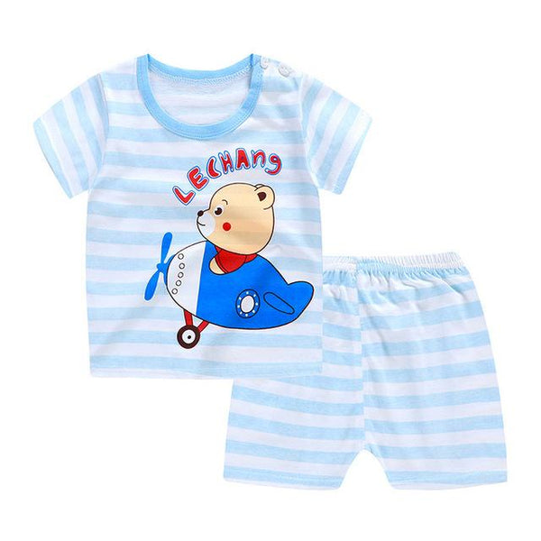 2019 Summer Kids Baby Pajamas Baby Girls Short Sleeved Cartoon Pyjamas Set Children's Cotton Sleepwear Clothing Sets Baby Boys
