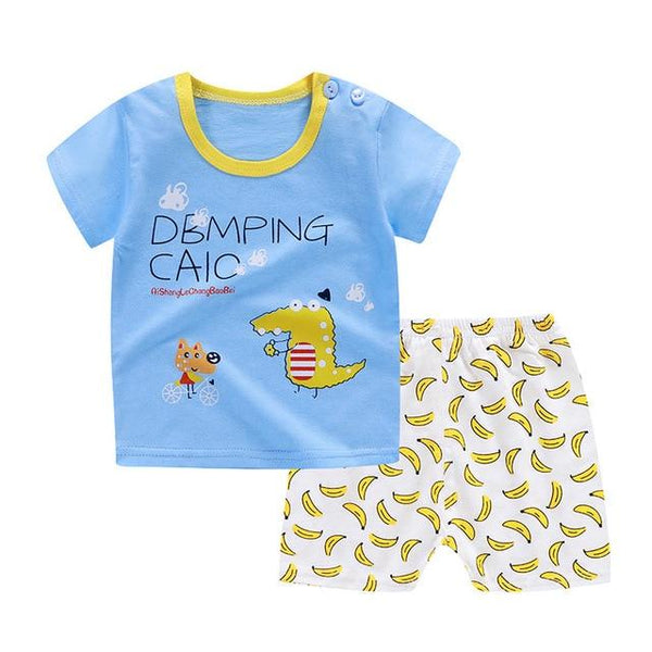 2019 Summer Kids Baby Pajamas Baby Girls Short Sleeved Cartoon Pyjamas Set Children's Cotton Sleepwear Clothing Sets Baby Boys